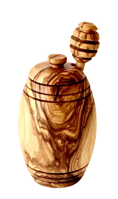 Olive Wood Honey Pot w/Honey Dipper - Tigbuls Variety Fashion