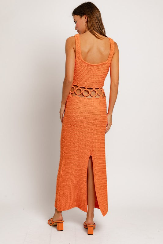 Square Neck Sleeveless Crochet Midi Dress - Tigbul's Variety Fashion Shop