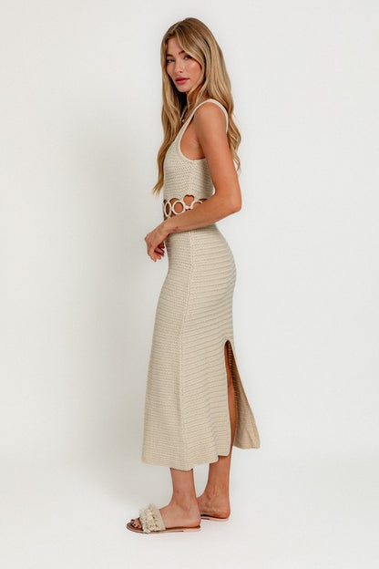 Square Neck Sleeveless Crochet Midi Dress - Tigbul's Variety Fashion Shop