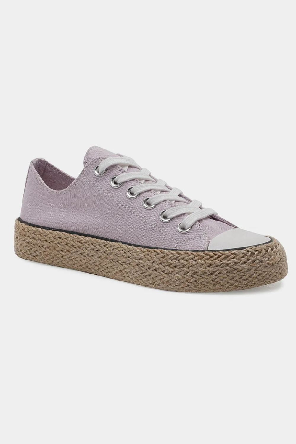 Lilac Lace Up Woven Espadrille Sole Sneakers - Tigbul's Variety Fashion Shop