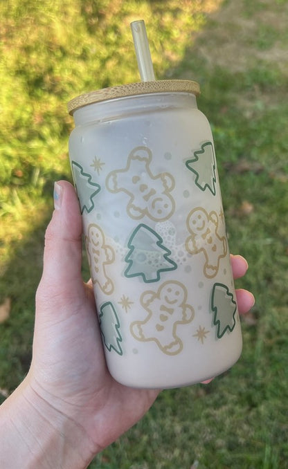 Gingerbread Tree Glass Can Drink Cup | Tigbuls Variety Fashion