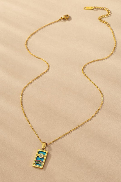water proof  TARROT CARD NATURAL STONE NECKLACE - Tigbul's Variety Fashion Shop