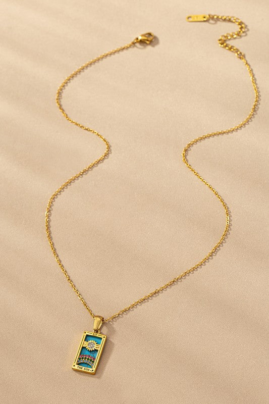 water proof  TARROT CARD NATURAL STONE NECKLACE - Tigbul's Variety Fashion Shop