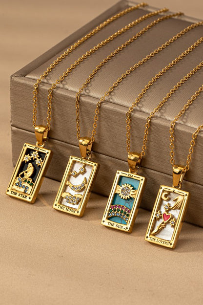 water proof  TARROT CARD NATURAL STONE NECKLACE - Tigbul's Variety Fashion Shop