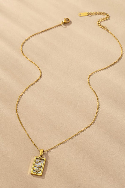 water proof  TARROT CARD NATURAL STONE NECKLACE - Tigbul's Variety Fashion Shop