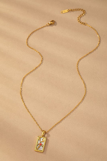 water proof  TARROT CARD NATURAL STONE NECKLACE - Tigbul's Variety Fashion Shop