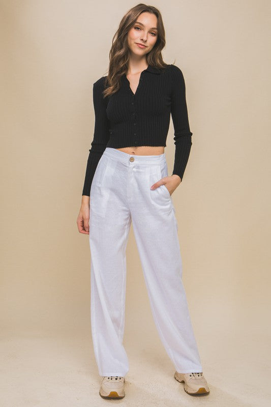 Linen Front Creased Pants - Tigbuls Variety Fashion