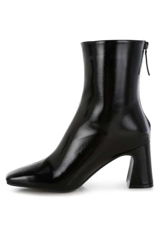 Kostaka Patent Square Toe Ankle Boots - Tigbul's Variety Fashion Shop