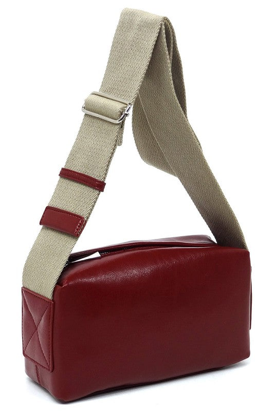 Wide Guitar Strap Boxy Crossbody Bag - Tigbul's Variety Fashion Shop