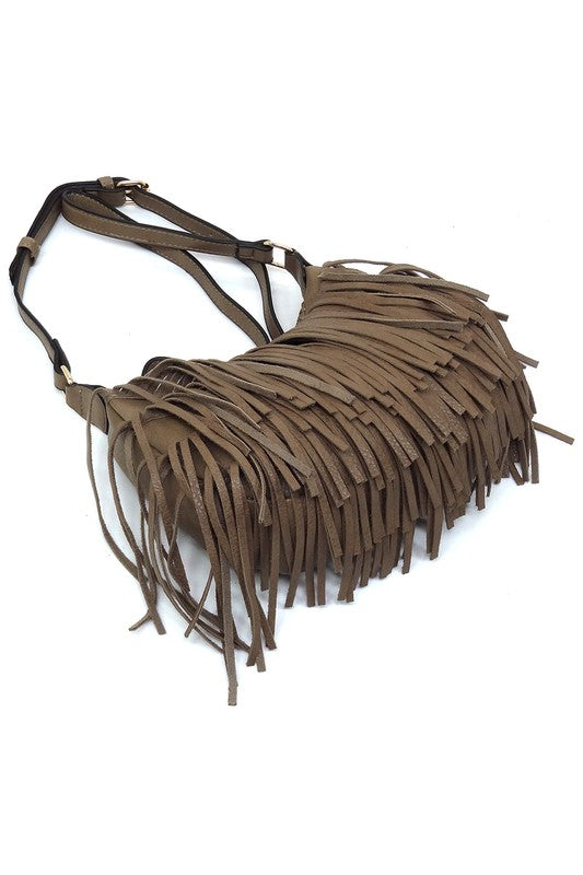 Fringe Hobo Crossbody Bag - Tigbul's Variety Fashion Shop