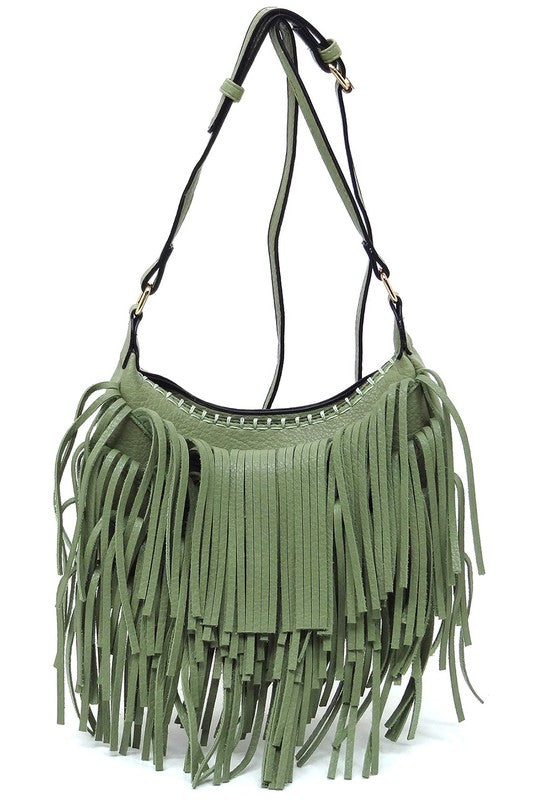 Fringe Hobo Crossbody Bag - Tigbul's Variety Fashion Shop