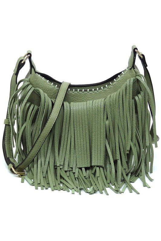 Fringe Hobo Crossbody Bag - Tigbul's Variety Fashion Shop