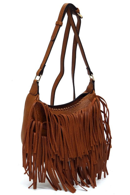 Fringe Hobo Crossbody Bag - Tigbul's Variety Fashion Shop