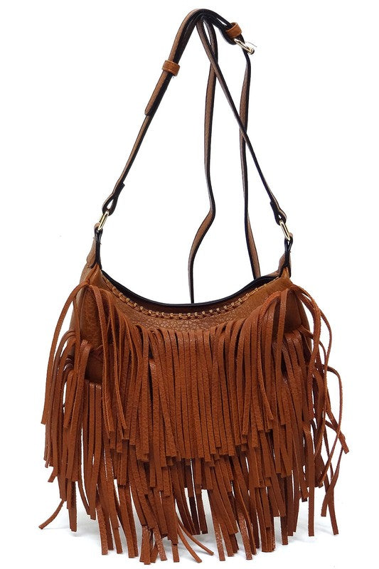 Fringe Hobo Crossbody Bag - Tigbul's Variety Fashion Shop