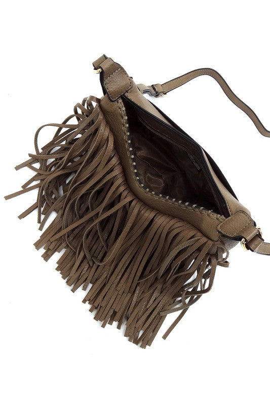 Fringe Hobo Crossbody Bag - Tigbul's Variety Fashion Shop