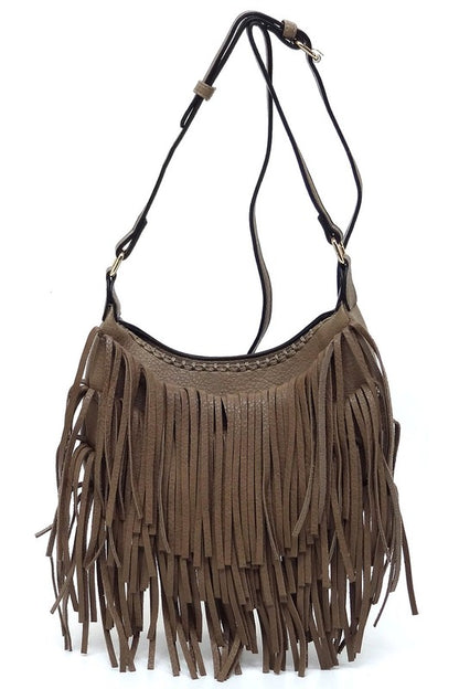 Fringe Hobo Crossbody Bag - Tigbul's Variety Fashion Shop