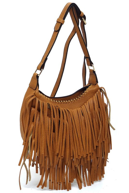 Fringe Hobo Crossbody Bag - Tigbul's Variety Fashion Shop