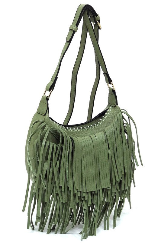 Fringe Hobo Crossbody Bag - Tigbul's Variety Fashion Shop