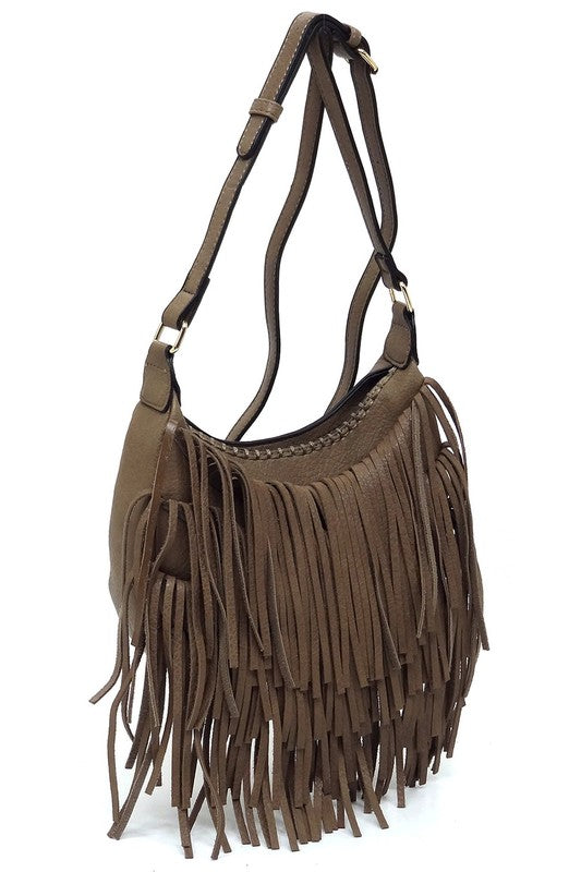 Fringe Hobo Crossbody Bag - Tigbul's Variety Fashion Shop