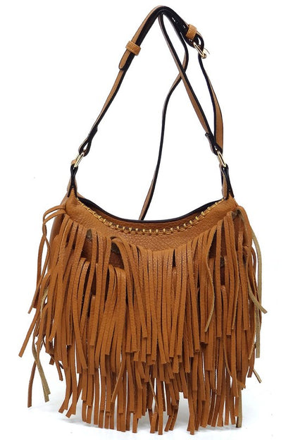 Fringe Hobo Crossbody Bag - Tigbul's Variety Fashion Shop