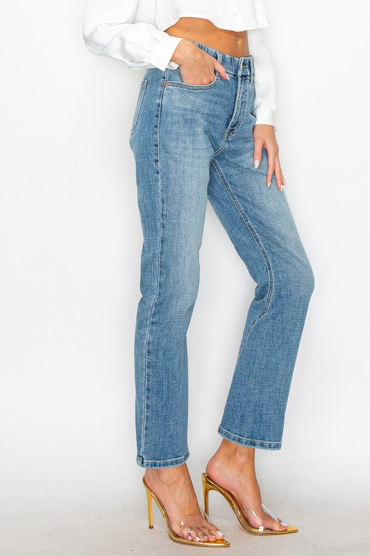 TUMMY CONTROL HIGH RISE STRAIGHT JEANS - Tigbul's Variety Fashion Shop