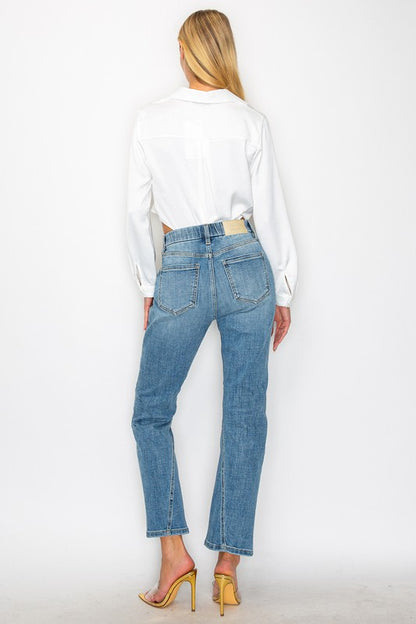 TUMMY CONTROL HIGH RISE STRAIGHT JEANS - Tigbul's Variety Fashion Shop