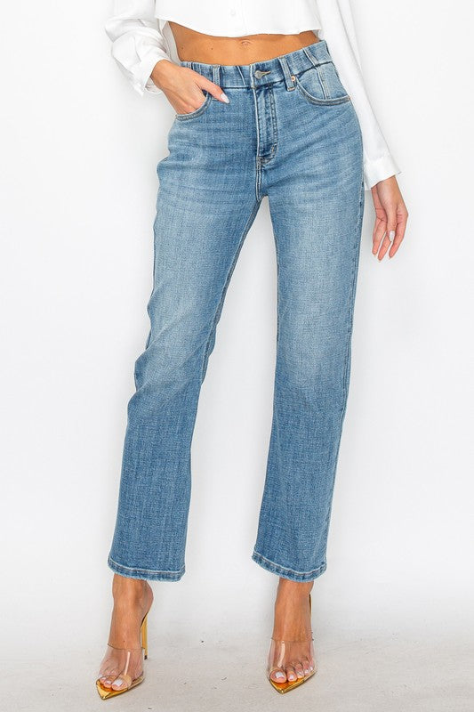 TUMMY CONTROL HIGH RISE STRAIGHT JEANS - Tigbul's Variety Fashion Shop