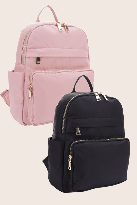 Blush or Black Lux Backpack with Gold Zipper Bag - Tigbul's Variety Fashion Shop