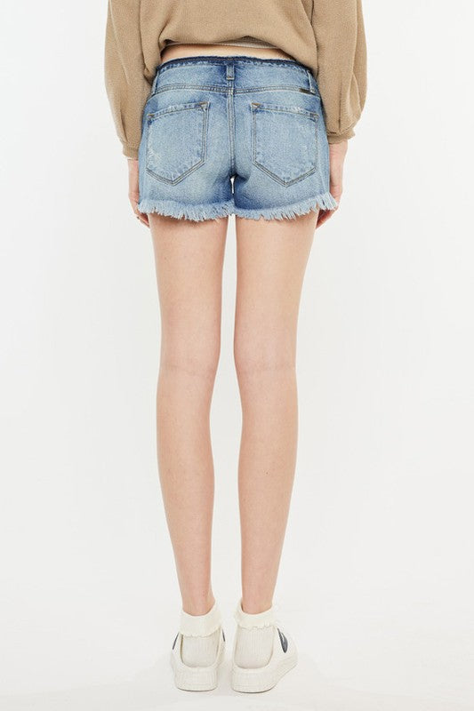 Low Rise Waist Detail Button Down Denim Jean Shorts - Tigbuls Variety Fashion