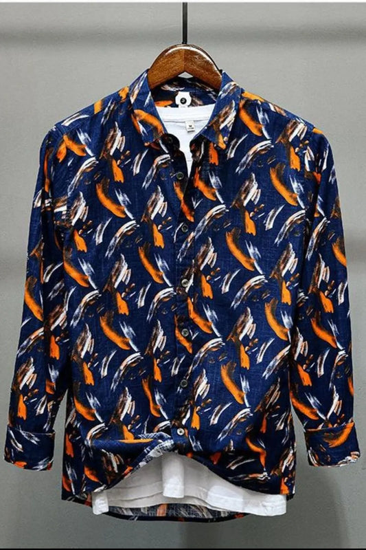 Men's Printed Button Up Long Sleeve Shirt - Tigbul's Variety Fashion Shop