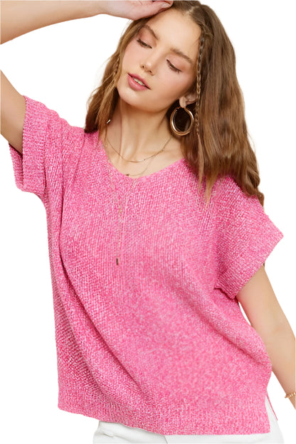 Size Small Soft Lightweight V-Neck Short Sleeve Sweater - Tigbul's Variety Fashion Shop