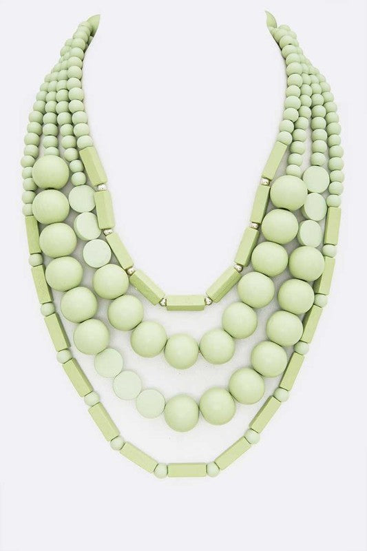 Wooden Beads Layer Statement Necklace - Tigbul's Variety Fashion Shop