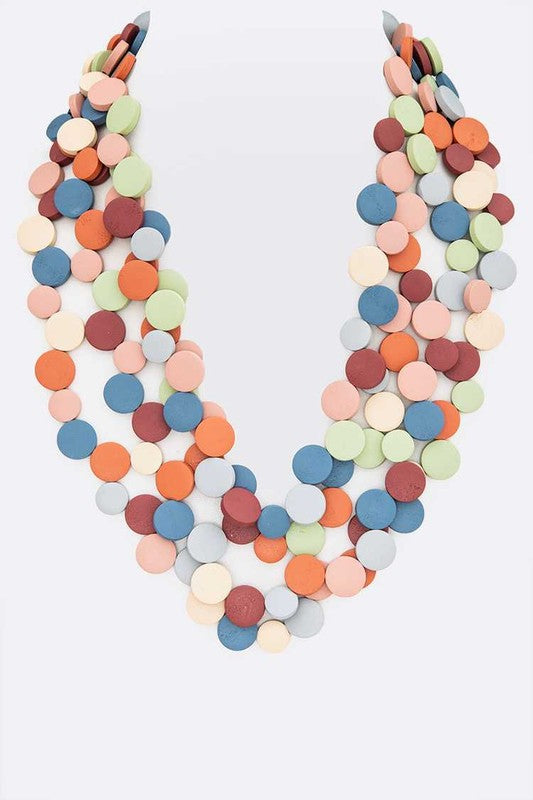 Wooden Disk Statement Layer Necklace - Tigbul's Variety Fashion Shop