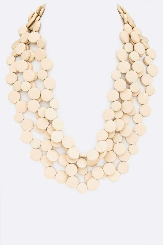 Wooden Disk Statement Layer Necklace - Tigbul's Variety Fashion Shop