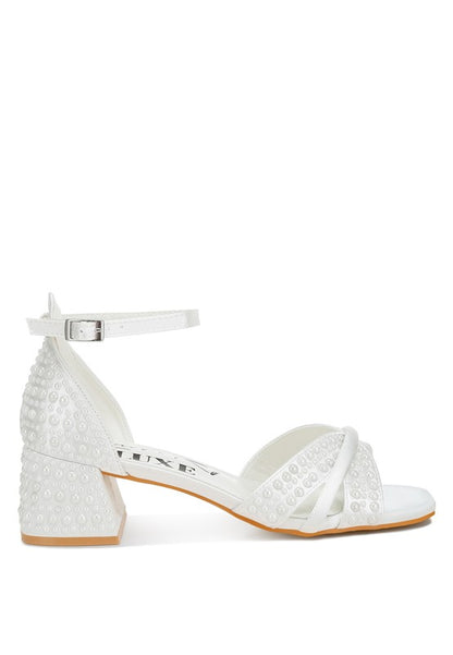 Cinnabon Pearl Embellished Strappy Sandals - Tigbul's Variety Fashion Shop