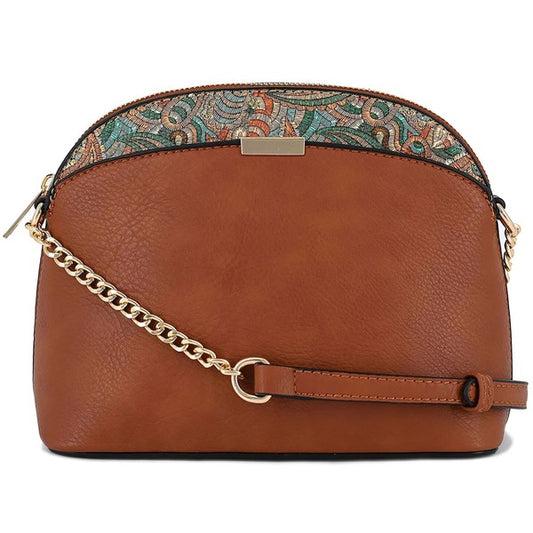 Paisley Accent Small Dome Crossbody Bag - Tigbul's Variety Fashion Shop