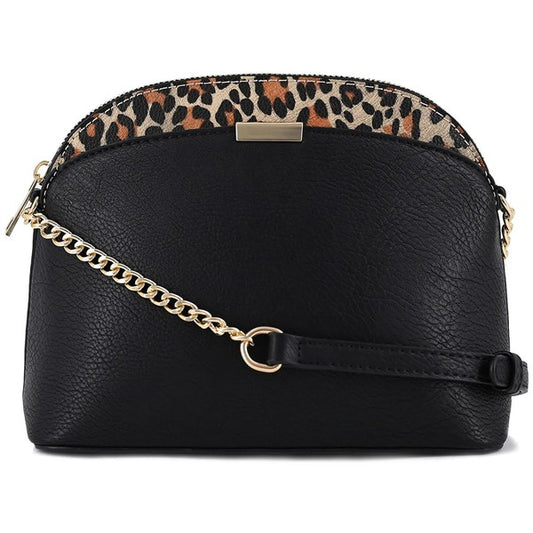 Leopard Accent Small Dome Crossbody Bag - Tigbul's Variety Fashion Shop