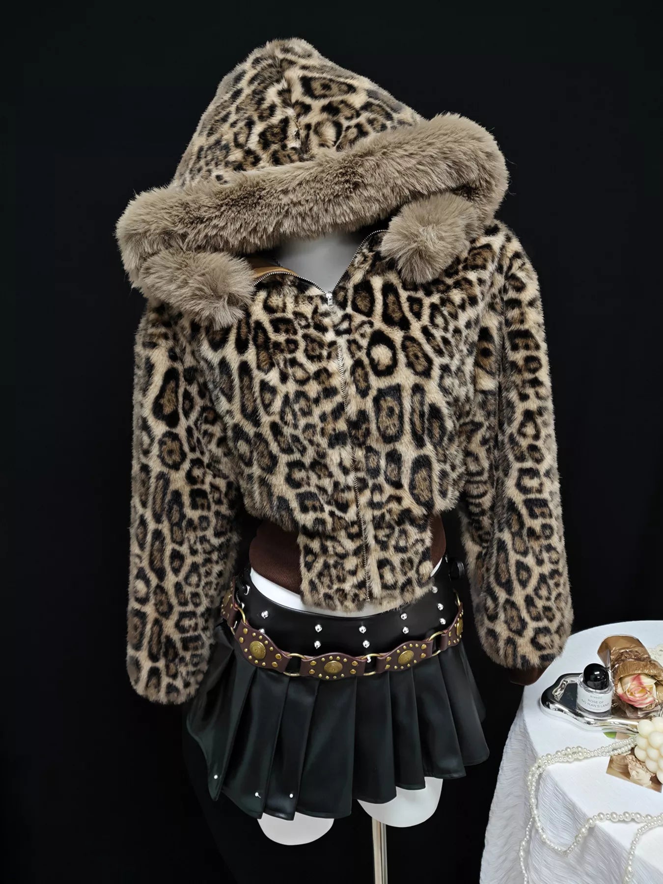 Leopard Faux Fur Hooded Outerwear - Tigbul's Variety Fashion Shop