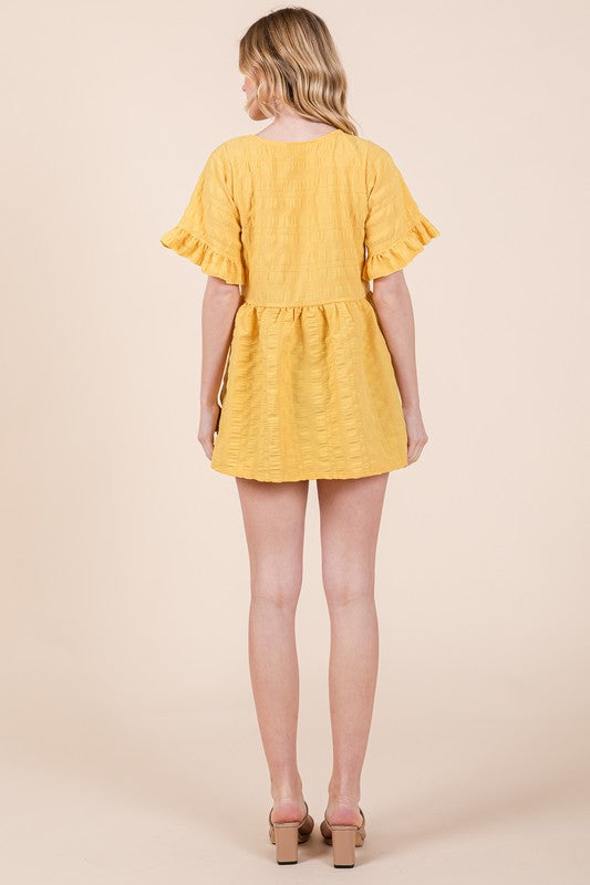 Textured Ruffle Sleeve Tunic - Tigbul's Variety Fashion Shop