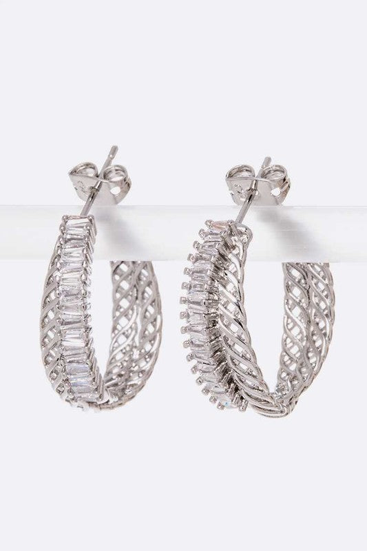 Cubic Zirconia Designed Hoop Earrings - Tigbul's Variety Fashion Shop
