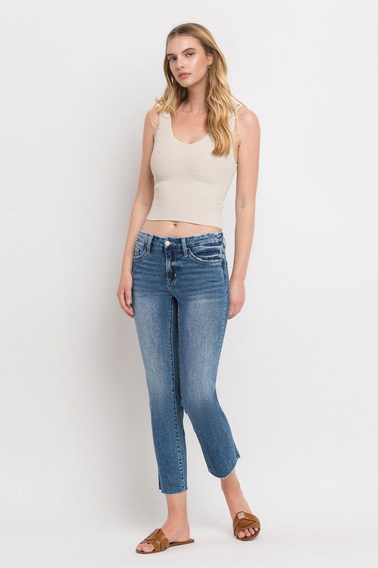 Mid Rise Crop Slim Straight Jeans - Tigbuls Variety Fashion