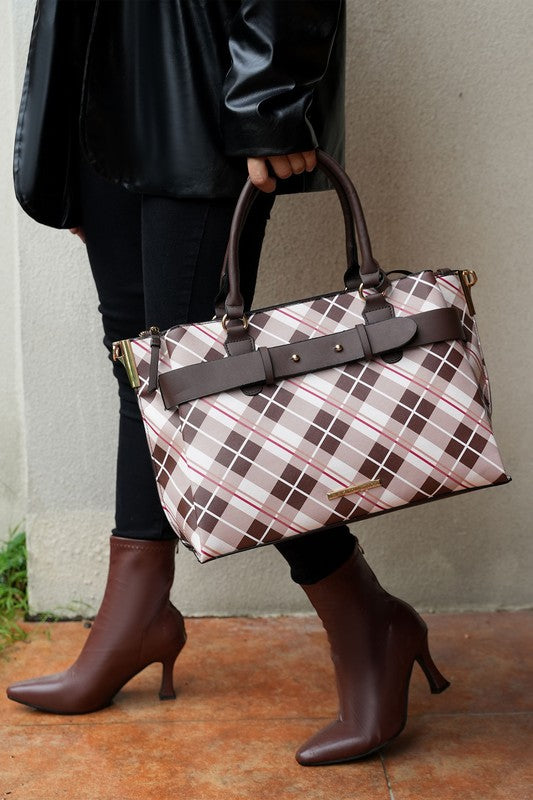 MKF Collection Vivian Plaid Satchel Bag by Mia K - Tigbul's Variety Fashion Shop