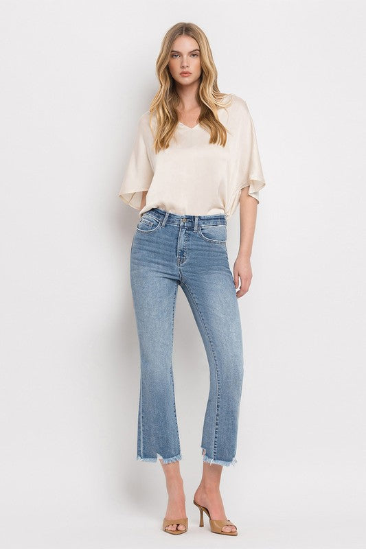 High Rise Crop Flare Jeans - Tigbuls Variety Fashion