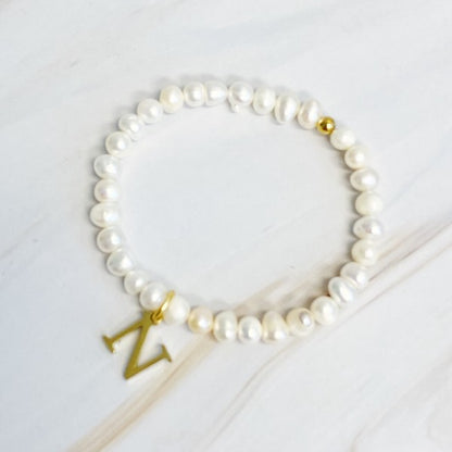 Freshwater Pearl Initial Charm Bracelet - Tigbul's Variety Fashion Shop