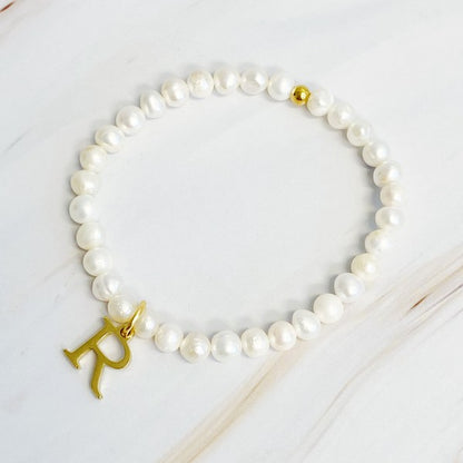 Freshwater Pearl Initial Charm Bracelet - Tigbul's Variety Fashion Shop