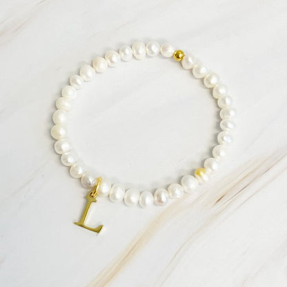 Freshwater Pearl Initial Charm Bracelet - Tigbul's Variety Fashion Shop