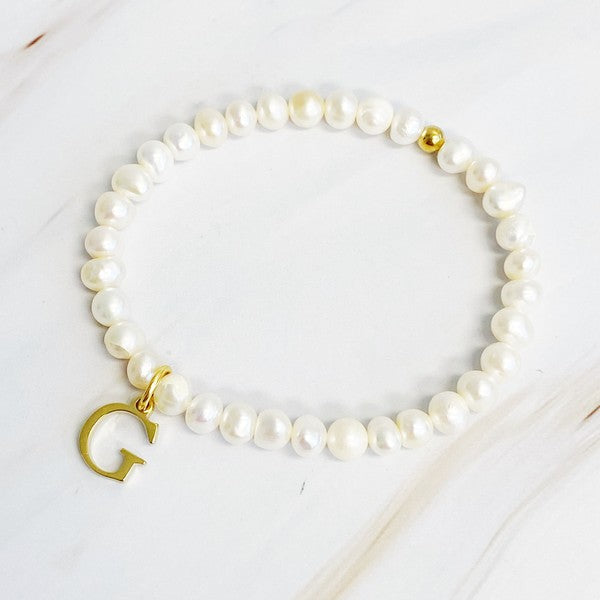 Freshwater Pearl Initial Charm Bracelet - Tigbul's Variety Fashion Shop