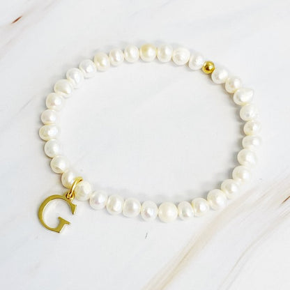 Freshwater Pearl Initial Charm Bracelet - Tigbul's Variety Fashion Shop