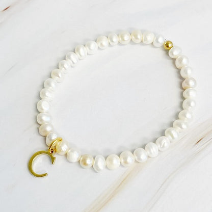 Freshwater Pearl Initial Charm Bracelet - Tigbul's Variety Fashion Shop