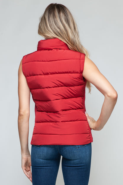 Snobbish Zip Up Turtleneck Vest with Pockets - Tigbul's Variety Fashion Shop